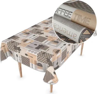 Produktbild von Tischdecke Wachstuch Premium Ornamente Beige Robust Wasserabweisend Breite 140 cm Länge 220 cm