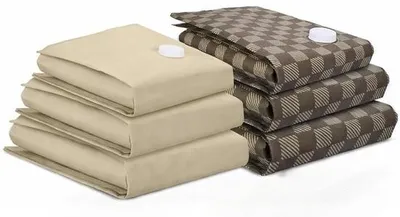 Productafbeelding van Famanu vacuümzakken voor kleding en reizen – set van 6 stuks met handpomp – bruin/beige
