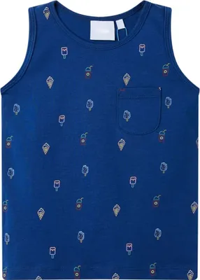 Produktbild von dkd-home-decor Kinder-Tanktop Dunkelblau Größe 140 mit Eis und Getränk Print, 100 % Baumwolle