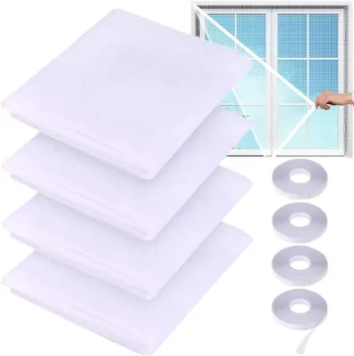 Obrázok produktu pre Balenie 4 Moskytiér na Okno, Ochrana proti Hmyzu, 1,5m x 2m, Biele Samolepiace Okna Bez Vŕtania