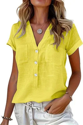 Productafbeelding van Currero Linnen Blouse Dames Geel L