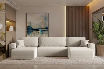 Produktbild von Kaiser Möbel Ecksofa mit schlaffunktion und bettkasten, Sofa U-form, Couch U-form CAPRI Poso Ecru