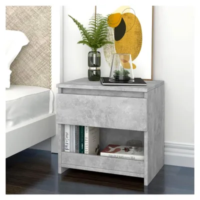 Produktbild von Nachttisch in Grau, Betonoptik, 40 x 30 x 39 cm, aus Spanplatte, platzsparend, für Küche und Wohnzimmer