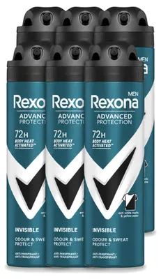 Image de 6 sprays déodorants invisibles Rexona Men Advanced Protection - 150 ml - Pack avantage - 6 pièces
