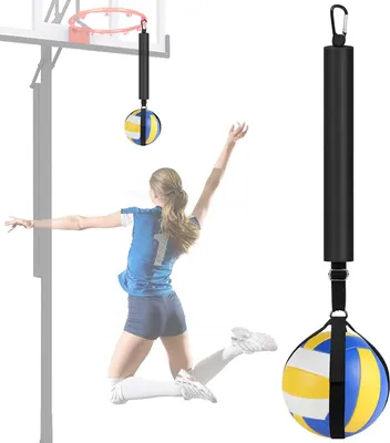 Produktbild von Volleyball-Spike-Trainer, Volleyball-Spike-Trainingssystem für Basketball Korb, Volleyball-Trainingshilfe: Verbessert Aufschlag, Sprungkraft, Armschwungmechanik und Schmetterkraft.