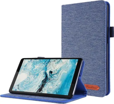 Produktbild von König Design Tablet-Hülle kompatibel mit Lenovo Tab M7 (2nd Gen) Stoff Smart Cover Case Etui Blau