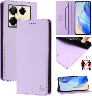 Produktbild von Lederhülle für Infinix Note 40 Pro 4G/Note 40 Pro 5G/Note 40 Pro+ 5G Hülle Flip Brieftasche Kartenfächern Ständer Schutzhülle Violett