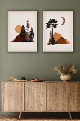 Produktbild von Wallity, Dekoratives gerahmtes MDF-Gemälde (2 Stück), 30 x 40 cm | 100% MDF (3 mm), Rahmen: 100% MASSIVHOLZ (2,5 cm) | Stilvolle Wanddekoration für jedes Zuhause.