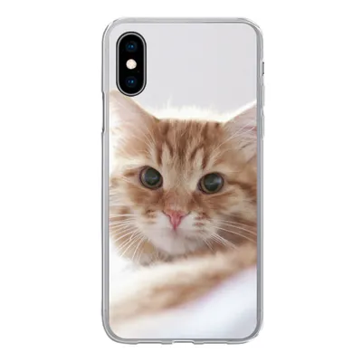 Produktbild von MuchoWow® Handyhülle Schutzhülle Hülle für iPhone X Katze - Rot - Bett - Mädchen - Kinder - Jungen Silikon Softcase Handy Hülle - Handyhülle