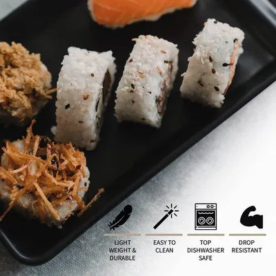 Produktbild von Famanu Sushi Set 16-teilig - Schwarz, mit Saucenschalen und Essstäbchen