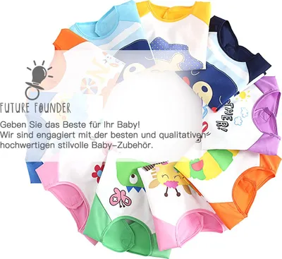 Produktbild von 2 Pack Wasserdicht Ärmellätzchen abwaschbar latz mit ärmel lätzchen mit auffangschale Ärmellätzchen mit Nässeschutz - Essen und Play Smock Schürze für Kleinkinder für 6-36 Monate Kinder