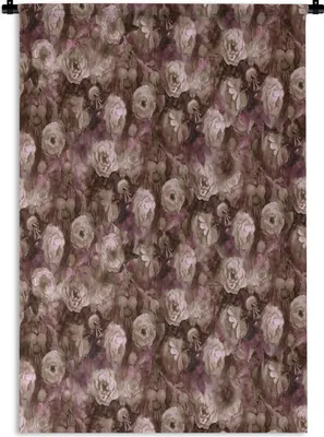 Produktbild von MuchoWow® Wandteppich Wandbehang Blumen - Rosen - Ölfarbe 60x90 cm Tapisserie Dekoration Wandtuch - Foto-Teppich - Abwaschbar
