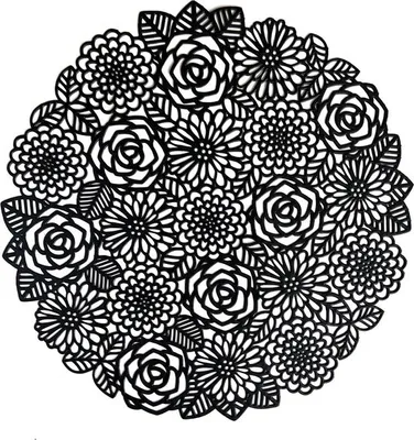 Produktbild von 4x Schwarzes Tischset Rund |Rosas Schwarz |  38cm Rund