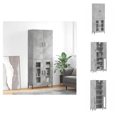 Immagine prodotto di vidaXL Credenza grigio cemento 69,5x34x180 cm materiale legno - Credenze