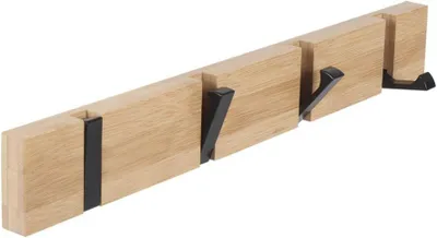 Obrázek produktu pro Nástěnný věšák se 4 výsuvnými háčky, nástěnný věšák na kabáty, šály, kabelky a další, přírodní