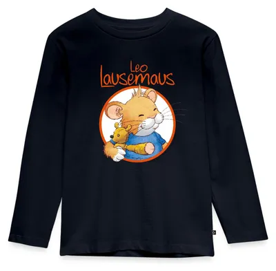 Produktbild von Spreadshirt Leo Lausemaus Logo Kinder Premium Langarmshirt, 98/104 (2 Jahre), Navy