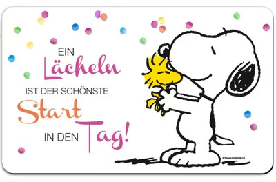 Produktbild von The Peanuts Brettchen Snoopy – Ein Lächeln ist der schönste Start in den Tag! Frühstücksbrettchen Schneidebrettchen aus Resopal