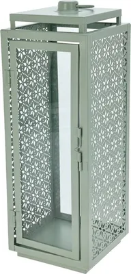 Obrázek produktu pro Kovová lucerna na svíčku, 14,5 x 14,5 x 39 cm, zelená