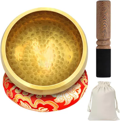 Produktbild von Original tibetische Klangschalen, handgefertigte Klangschalen, Klangschalen Set mit Klöppel für Yoga, Meditation und Entspannung