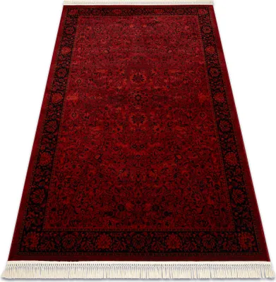 Zdjęcie produktu dla Dywan ORIENT 5125 bordo / czarny Ramka, klasyczny, ornament, z frędzlami czerwony 150x230 cm