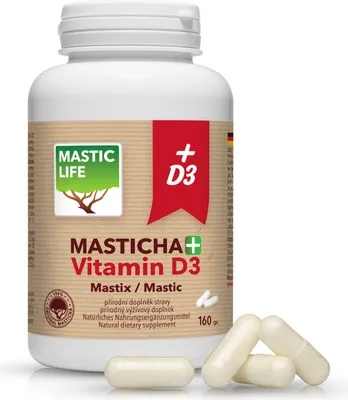 Produktbild von Mastix+ Vitamin D3 Kapseln - Original Chios Mastix & Prebiotika & D3, 160 Kapseln