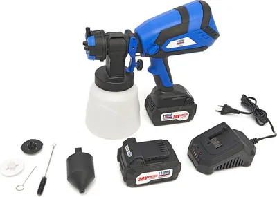 Produktbild von HBM 20-Volt-4,0-Ah-Elektro-Farbspritzgerät, tragbar, inklusive 2 Akkus und 1000-ml-Farbtank