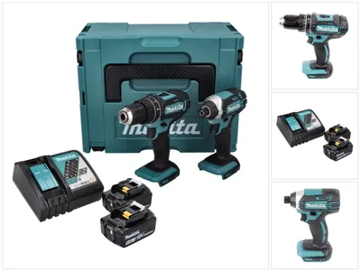 Obrázok produktu pre Akumulátorová kombinovaná súprava Makita DLX 2131 TJ 18 V s DHP 482 62 Nm + DTD 152 165 Nm + 2x akumulátor 5,0 Ah + nabíjačka + Makpac