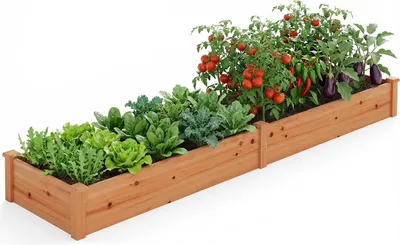 Produktbild von COSTWAY Hochbeet Gartenbeet Holz,240x60x25cm, Pflanzkasten für Gemüse, Blumen, Kräuter, Früchte, Blumenkasten Blumenbeet Kräuterbeet Pflanzbeet orange