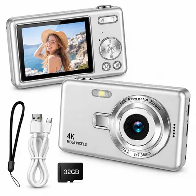Produktbild von Digitale Kamera 44MP – 1080P FHD – Kompakte Vlog-Kamera – Inkl. 32GB SD – Silber