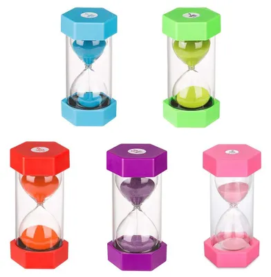 Produktbild von Sanduhr Set 5 Stück - Bunte Timer 1/3/5/10/30 Minuten - Zähneputzen - Lernen - Effizienz Steigern