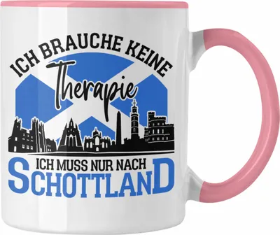 Produktbild von Trendation - Tasse Schottland Urlaub Geschenk für Schottland Fans Ich Brauche Keine Therapie (Rosa)