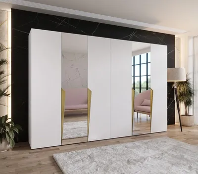 Produktbild von Spiegelschrank 300 cm SORAYA 2 - weiß / goldene Griffe
