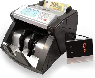 Produktbild von Banknotenzähler Geldzählmaschine Geldscheinzähler Wertzähler Geldzähler Geldscheinprüfer erkennt auch alle neuen 100 und 200 EUR Scheine - Prüft und zählt unsortierte Euroscheine