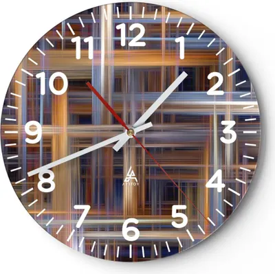 Produktbild von Wanduhr - Rund - Glasuhr - Abstraktion modern - 30x30cm - Schleichendes Uhrwerk - Lautlos - zum Aufhängen bereit - Dekoration Modern - Wanddekoration aus Glas - C4AR30x30-3430