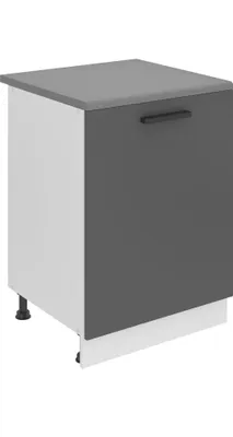 Produktbild von Belini Unterschrank Küche, Küchenunterschrank 60 cm Breite. SD Küchenunterschrank mit Arbeitsplatte. Küchenschrank mit 1 Tür, Silber matt