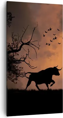 Produktbild von Bild auf Leinwand - Leinwandbild - Tier wütend Stier - 55x100cm - Wand Bild - Wanddeko - Wandbilder - Leinwanddruck - Bilder - Kunstdruck - Wanddekoration - Leinwand bilder - Wandkunst - PA55x100-0494