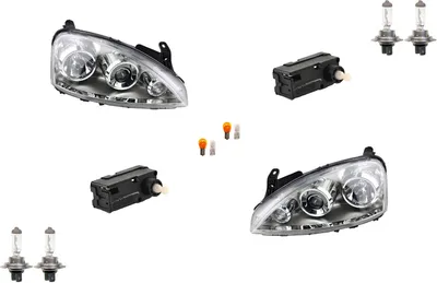 Produktbild von Johns, Scheinwerfer passend für Opel Corsa C Links Rechts m Stellmotoren + Leuchtmittel 6207115 93178195 1216293 1216177 93177646 93188581 1216176 121
