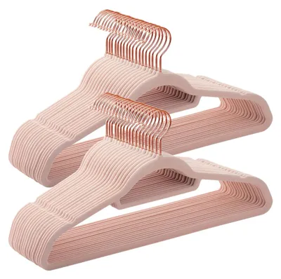 Produktbild von Samtbügel rosa 50 Stück, drehbarer Haken