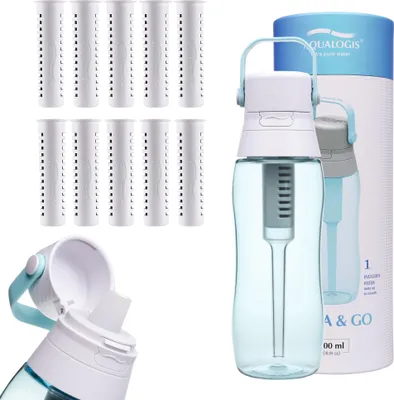 Produktbild von Aqualogis Sky Blue Filterflasche 500 ml + 10 Filters