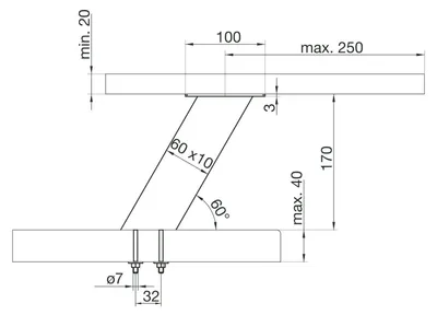 Produktbild von Barkonsole Korfu schräg, (Thekenstütze) H 170 mm (Thekenfuß) Aluminium schwarz
