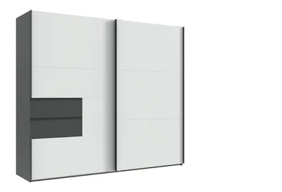 Produktbild von Schwebetürenschrank >palermo< in WEISS + GRAPHIT - 250x216x65 (BxHxT)