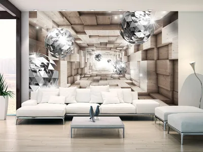 Produktbild von Vlies Fototapete 3D Effekt 350x256 cm Tapeten Wandtapete XXL Holz Tunnel Kugel a-A-0155-a-b