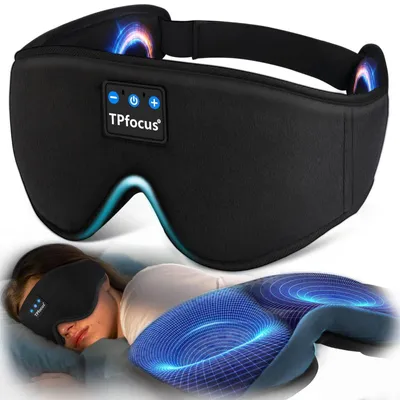 Produktbild von Schlafmaske mit Bluetooth ASMR kabellose Musik Schlafmaske Ultraweiche KopfhörerU Seitenschläfer Büro Reisen Geburtstag für Männer Frauen BLACK