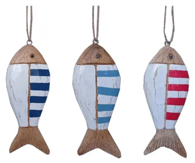 Zdjęcie produktu dla Cosydecor Wisząca dekoracja w kształcie ryby, drewno, 16 x 6 x 2 cm