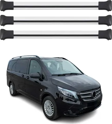 Obrázek produktu pro Příčné střešní nosiče pro Mercedes Vito W447 2014–2025, šedé, 3 ks
