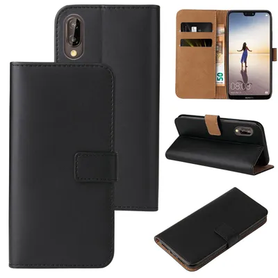 Produktbild von Handyhülle für Huawei P20 Lite Klapphülle Bookcase Flip Cover Hülle Handy Tasche Etui Farbe: Schwarz