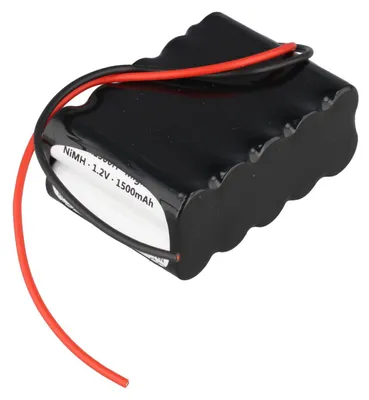 Produktbild von Notleuchtenakku NiMH 12V 1500mAh F2x5 Mignon AA, 73x50x29, mit 200mm Kabel einseitig