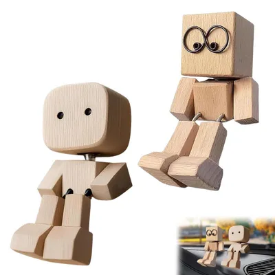 Produktbild von Wackelnde Holzfiguren Auto 2er Set mit Brille und ohne Brille