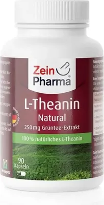 A bottle of L-Theanine Natural capsules.