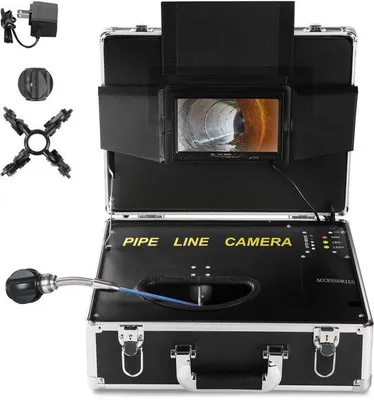 Zdjęcie produktu dla Profesjonalny system do inspekcji rur, ekran 18 cm, kamera 1000 TVL, kabel 20 m, wodoodporność IP68, profesjonalna inspekcja rur
